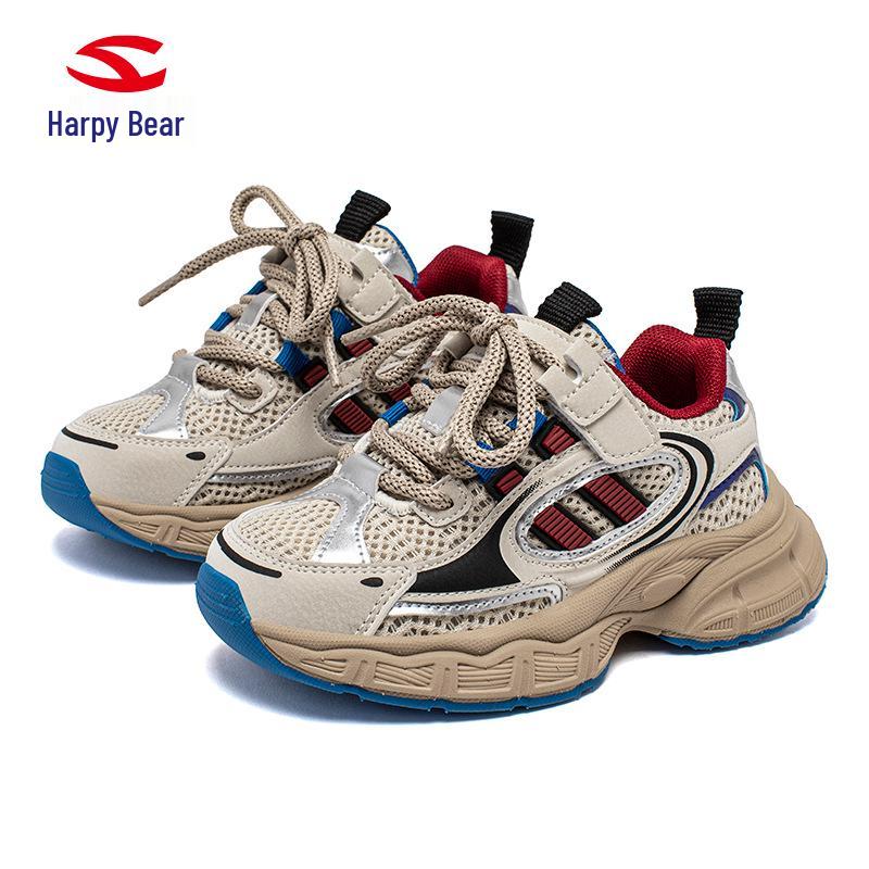 

Habi Bear Kids Mesh Velcro Sneakers - Anti-collision Spring/Autumn Shoes for Boys and Girls 32 хаки