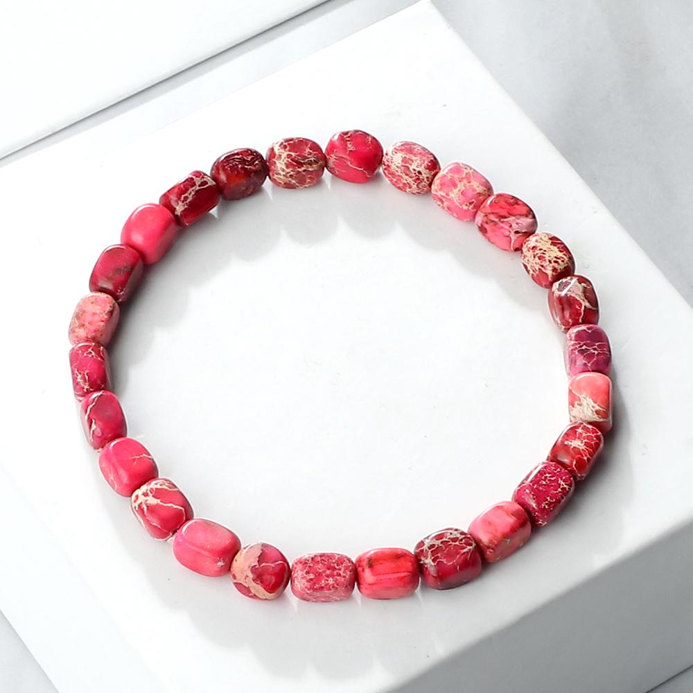 

Vintage Emperor Stone Beaded Bracelets Natural Stone Charm Elastic Strand Bracelet & Bangle Bohemian Yoga Jewelry for Women Men красный