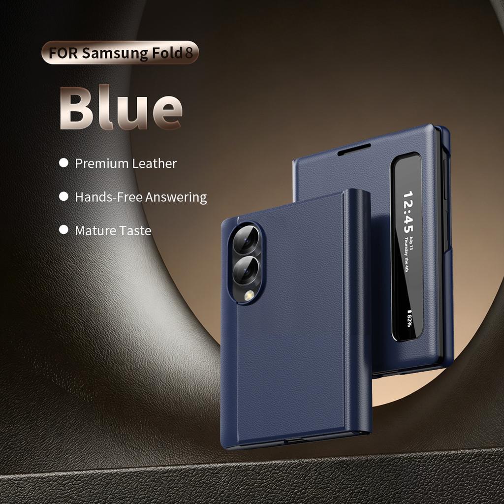 For Samsung Galaxy Z Fold 8 Ultra Z Fold 8 7 6 5 4 Flip PU Leather Smart Display Shockproof Case With Window View Touch Fundas