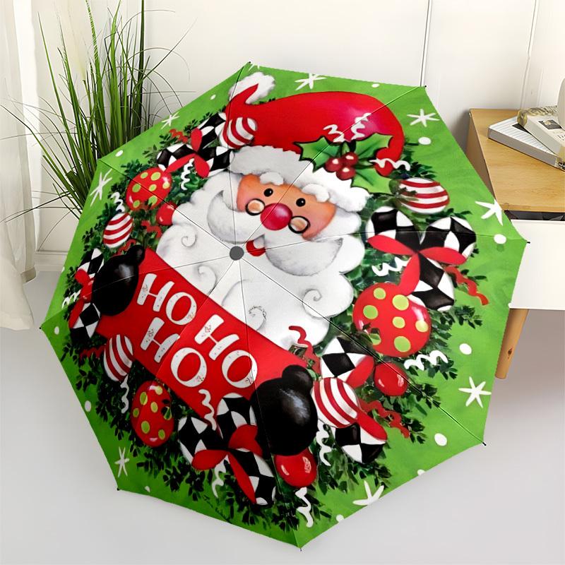 

1pc Santa Claus Automatic Open/Close Umbrella - Portable Collapsible Umbrella with 8-Rib Stability, Fashion Lovers yy251017164
