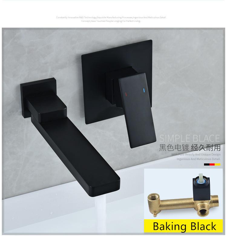Tuqiu Brushed Gold Basin Faucet Bathroom Faucet In-Wall Black Faucet Hot and Cold Bathroom Sink Tap Basin Mixer Tap Set