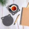 2 PCS Cute Coasters, Absorbent Fabric Mug Pads Cat Ear Shape Large Size Coasters for Drinks Handmade Braided Cotton Coaster for Wooden Table Tabletop
