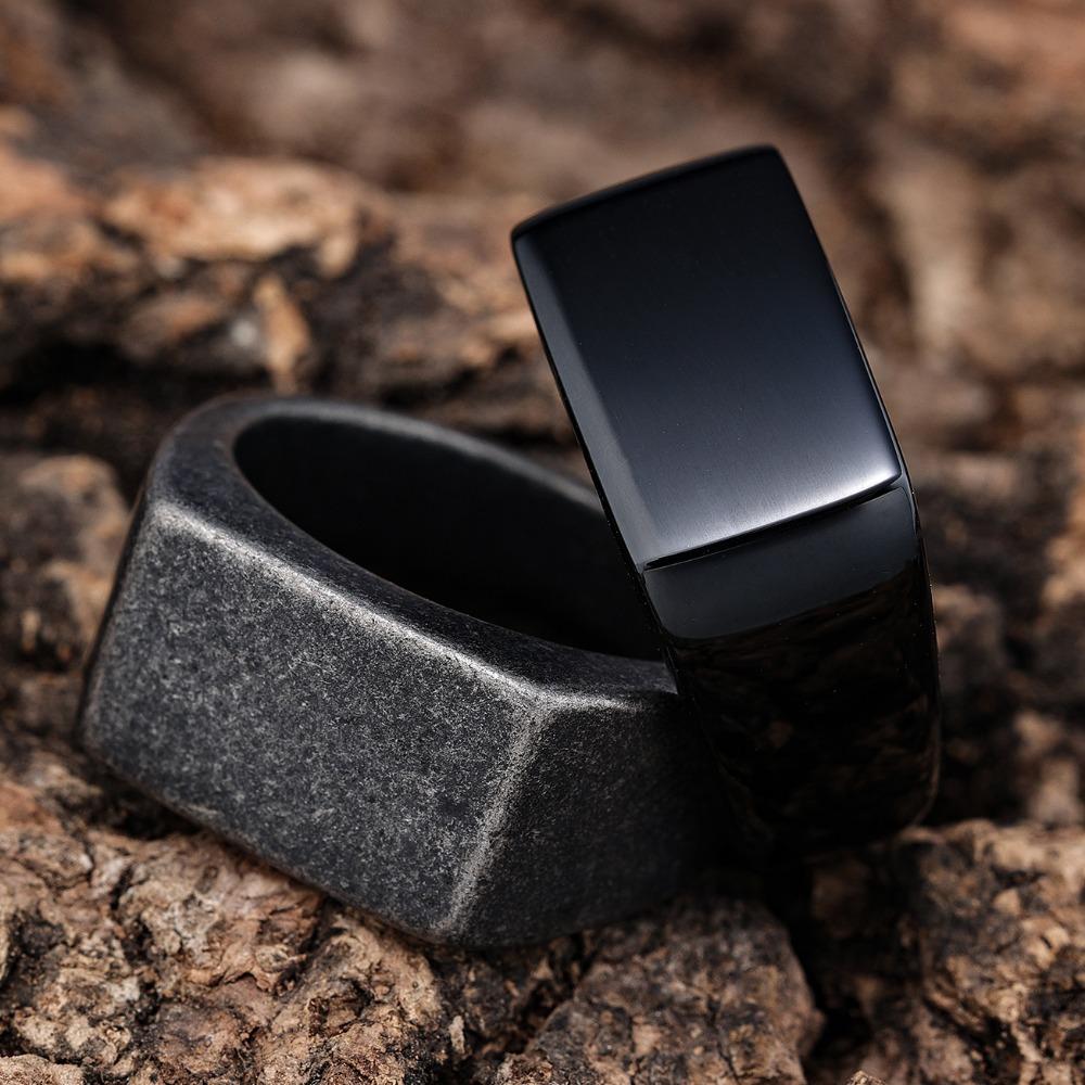 Minimalist Titanium Steel Ring Fashionable Rectangle Mirror Polish Small Niche Jewelry for Women Men