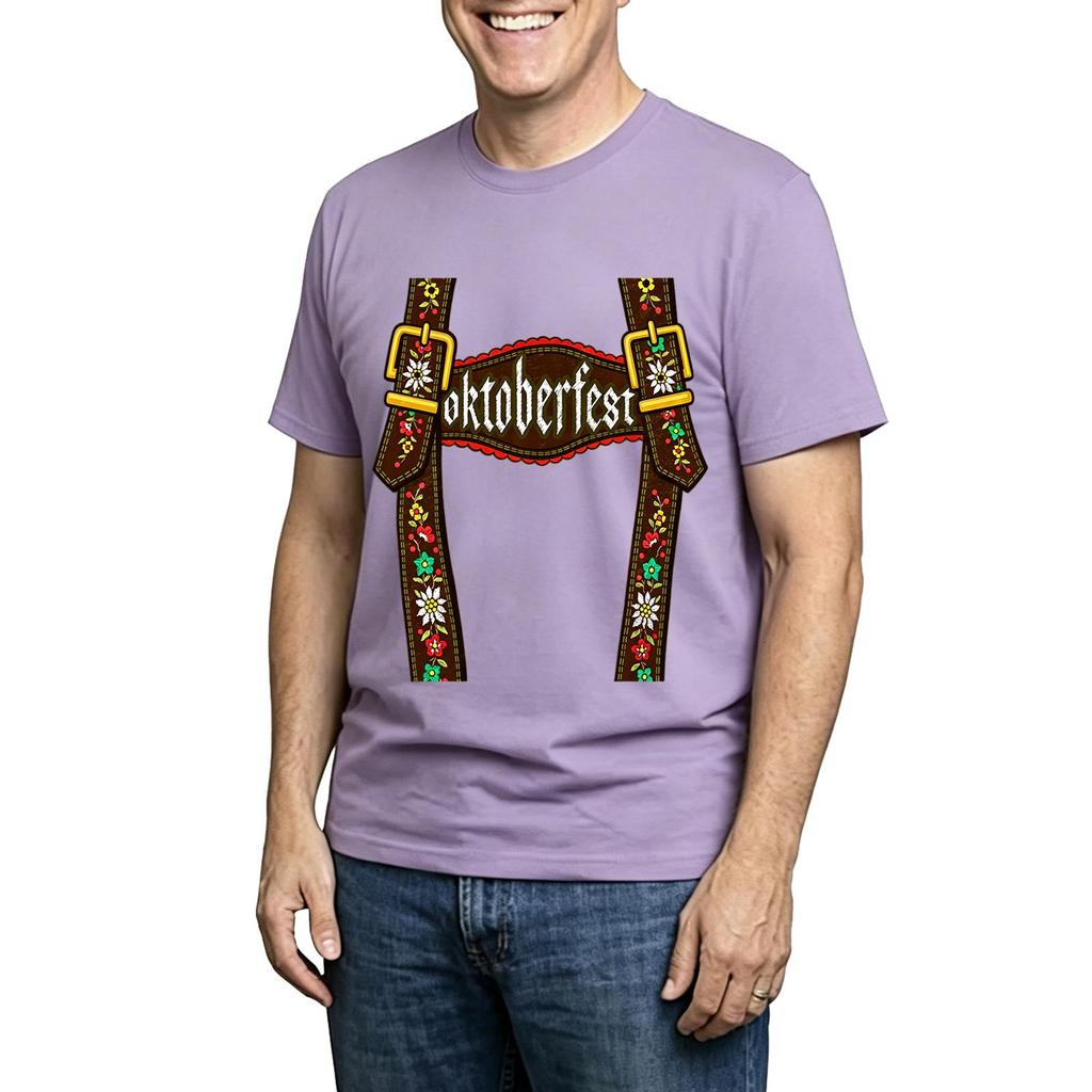 Men's Casual Printed Neck Short Sleeve T-Shirt, Lightweight and Breathable