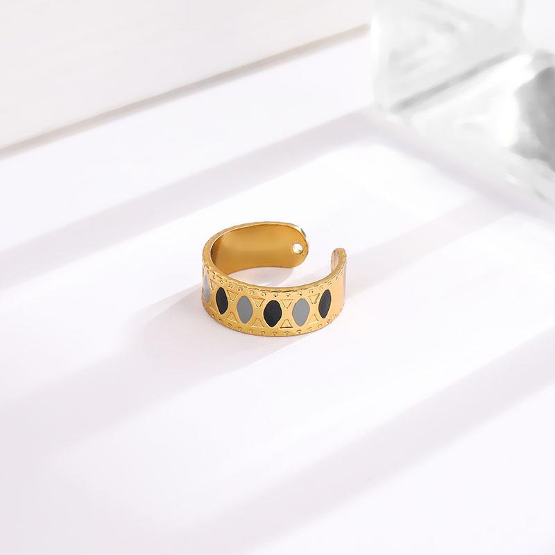 European and American Retro Color Opening Adjustable Titanium Steel Ring Women's Light Luxury Index Finger Trendy Ring