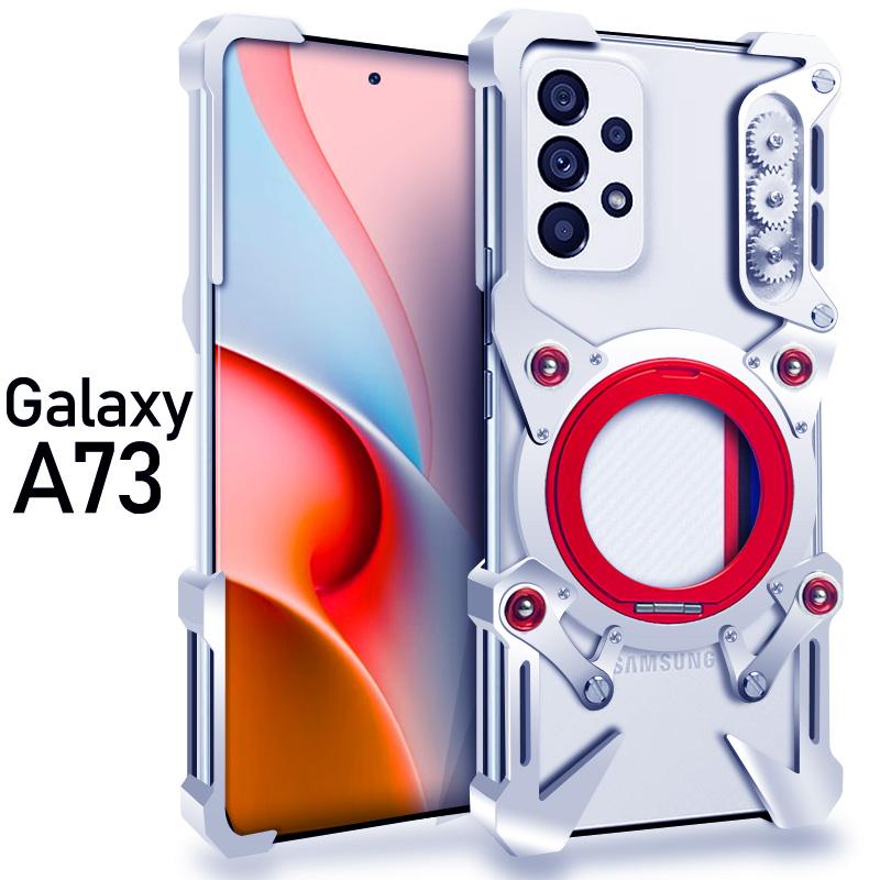 Aluminum Frameless Case for Samsung Galaxy A73 Rotating Bracket Shell Metal Rimless Shockproof Cover