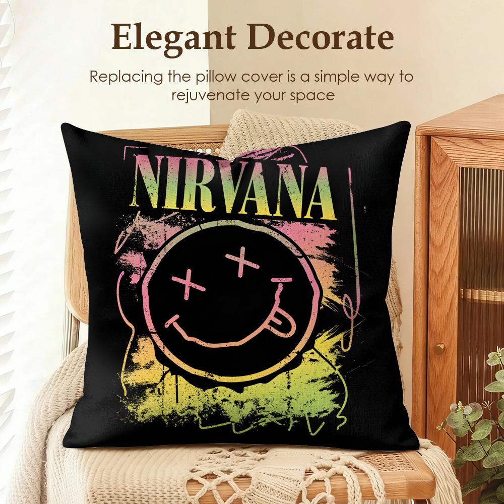 

Band NNirvana Cushion Cover Natural Linen Organic Fabric DoubleSided Printing Sofa Home Decor Gift Pillow Case 30x30cm