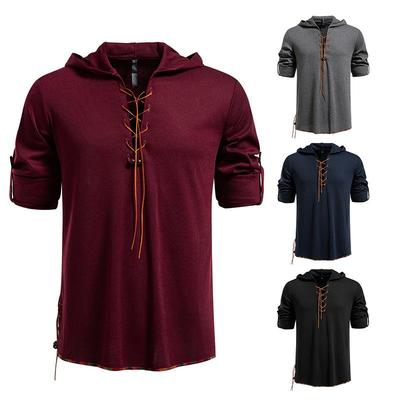 Herren Hoodie Pullover Tops Langarm Henley Shirts Lässiges Kapuzen-T-Shirt mit Kordelzug Kapuzen-T-Shirts Sportliches Trainings-Trikot Sweatshirt für Herren