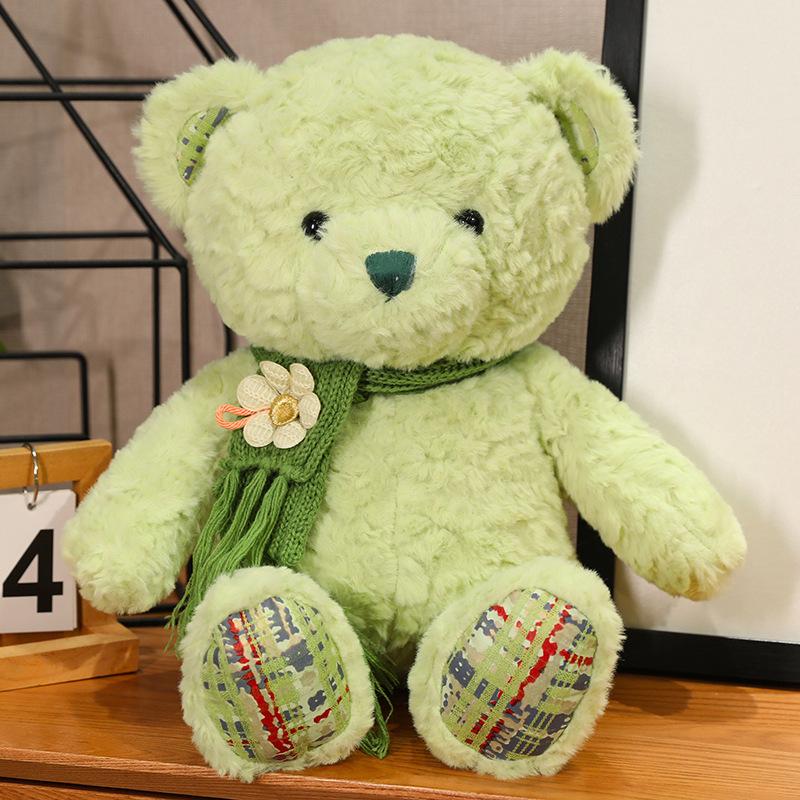 

Большой шарф медведь плюшевая кукла девочка кровать спящая кукла мишка длинная подушка-валик подарок на День святого Валентина Sitting height 35cm зелёный