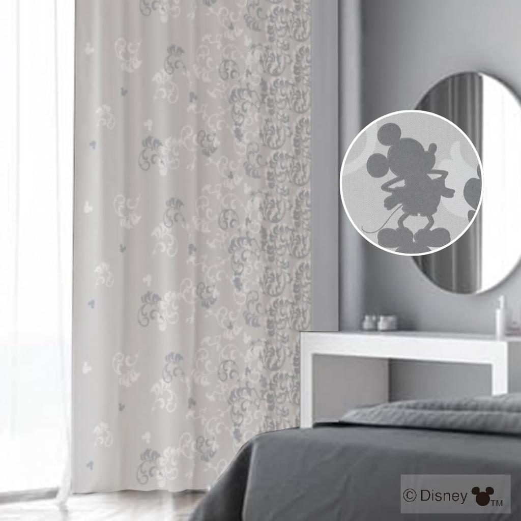 Disney In Mickey Silhouette Blackout Set of 100cm Wide X 135cm 10 Sizes UV with Mickey Disney (Made Japan) Curtains, 2, Long, Available, Insulated,