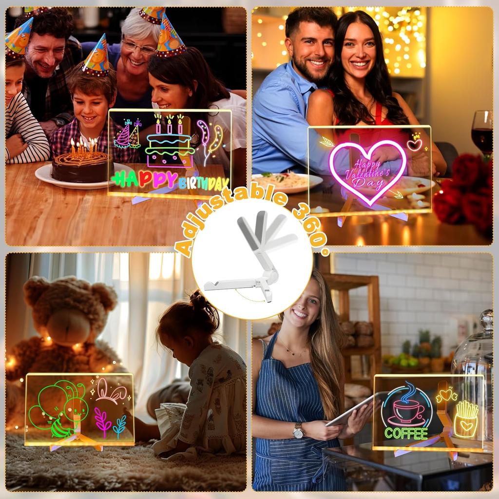 Lumiboard LED Drawing Board, Light Up Acrylic Dry Erase Board 11.8x7.9” with Stand, LED Note Board with Colors, Acrylic Message Writing Board with