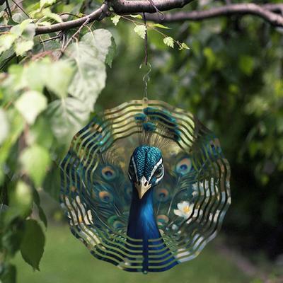 Fantasy Kunst Pfau Metall Windspiel Hängende Dekoration für Innen Außen Garten Hof Keine Batterie benötigt Windspiel Ornament