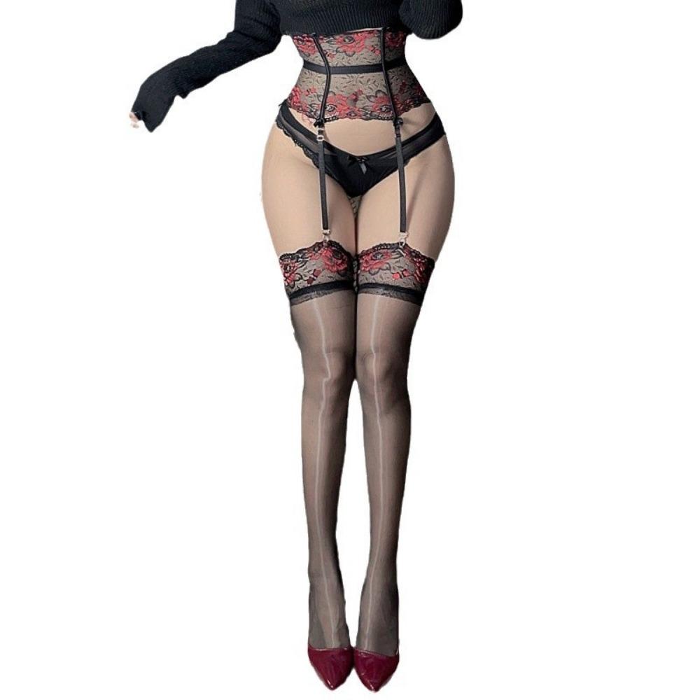 Cross-border European and American Sexy Lace Erotic Underwear High Waist Garter Belt Foreign Trade One Piece Delivery