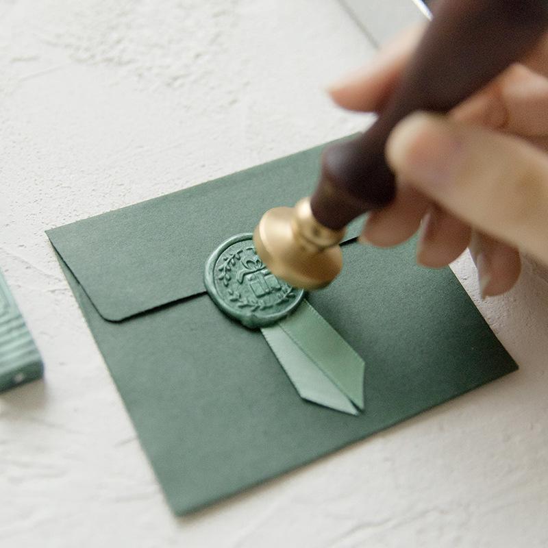 1 Set Creative Wax Seal Set DIY Handmade Ribbon Envelope Gift Seal Vintage Wooden Invitation Letter Seal Wedding Stamp Gift
