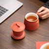 Palace Red Ceramic Self-Filtering Tea Cup