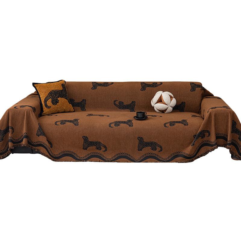 Sofa Cover Chenille Material All-Season Sofa Throw Bedside Blanket Cover Thickened & Non-Slip Leopard Home Decor