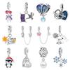 Hot Selling Silver Plated Cat's Paw Puppy Penguin Pendants Heart Snowflake Charm Bead Safety Chain for DIY Bracelet