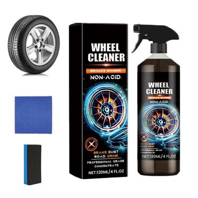 Auto Wheel Cleaner Cars Rim Cleaner Spray 120ml Car Detailing Solution Powerful Tire Shine No Scrub Wheel Cleaner For