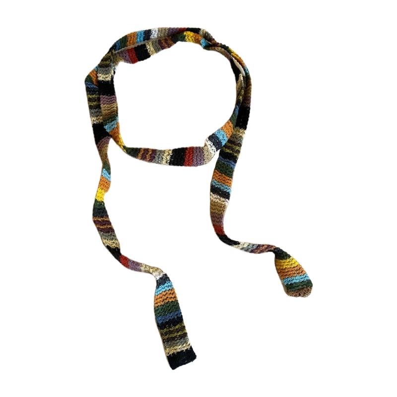 Японский стиль Харадзюку Узкий вязаный шарф Легкий дышащий эластичный Для повседневных модных аксессуаров 1