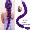 28inch Synthetic Hair Long Braided Purple Hair Ponytail Extensions Rumi Hairstyle Claw Clip Hair Wig for Kids for Chritmas Party