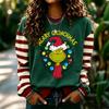 Women's Long Sleeve Neck Pullover Sweatshirt with Christmas Print