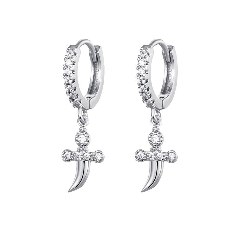 CRMYA Vintage Piercing Ear CZ Zircon Cross Earring Gold Silver Filled Drop Earrings For Women Hoop Earings Jewelry Wholesale