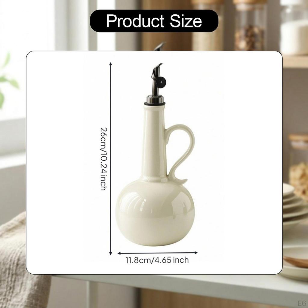 Ceramic Oil Dispenser Bottle 600ml Capacity with Handle Modern Olive Container Liquid Condiment