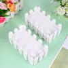 3Pcs Artificial Flower Pot Set White Simulative Plants Decor Wood Fence Design Leakproof Thickened Base for Car Desk Home