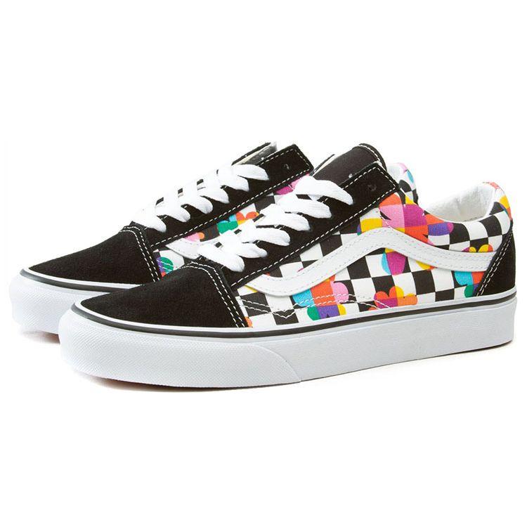 Vans Old Skool Casual Floral Checkerboard Low-Top Skate Shoes Women Sneaker Colorful VN0A5KRFB05