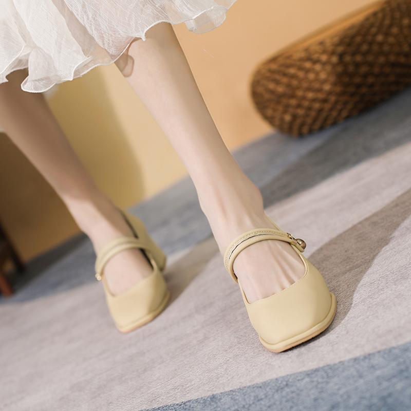 Fashion Work Mary Jane Shoes Women's Gentle Wind Light Mouth Medium High Heel Professional Single Shoes Women