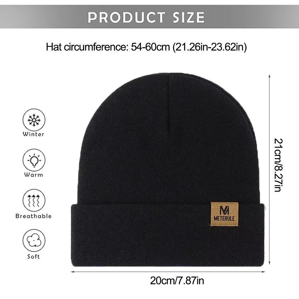 Unisex Autumn Winter Riding Hat Cuffed Warm Beanie Hats Knitted Cycling Cap for Skiing Camping Traveling