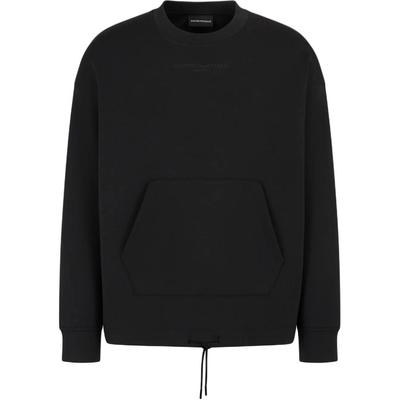 Felpa Uomo FW24 Colore Unico Logo a Lettere Ricamato Vestibilità Larga Girocollo Manica Lunga Felpa Uomo Nero 6D1MC1-1JRRZ-0999