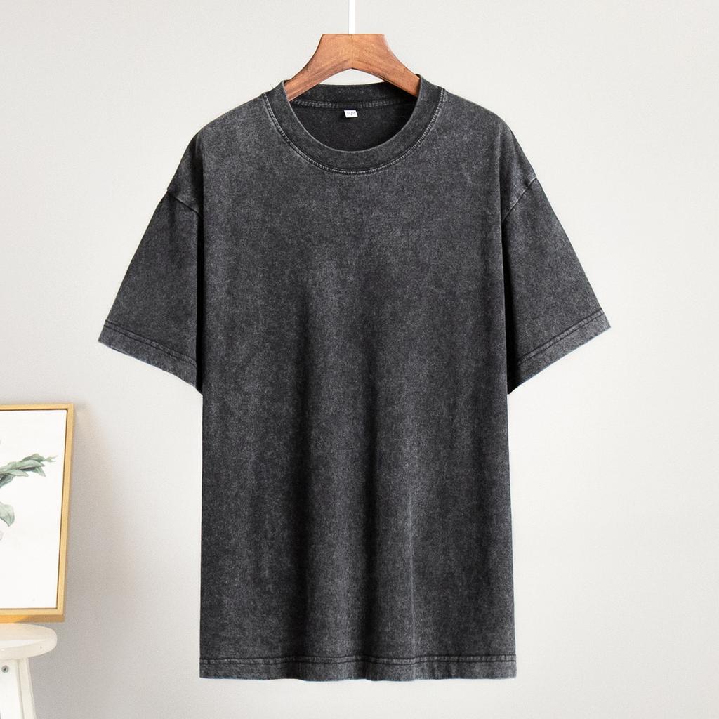 Washed and Worn Short Sleeved T-shirts for Summer Relaxation Round Neck Washed and Brushed Women’s T-shirts