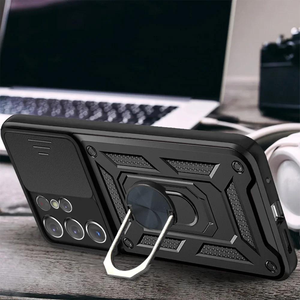 Armor Shockproof Magnetic Ring Stand Holder Case For Samsung Galaxy A82 A73 A72 A71 A55 A54 A53 A52 A51 A35 A34 A33 Lens Cover