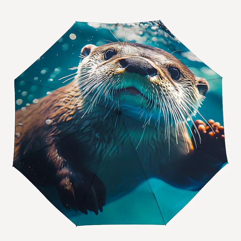 1pc Otter, Water Automatic Open/Close Umbrella - Compact Travel Umbrella with 8-Rib Durable Frame, Lightweight & Portable Design z08