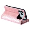 For iPhone 17 Pro Max Wallet Case Rhombus Stitching Line PU Leather Phone Cover with Wrist Strap