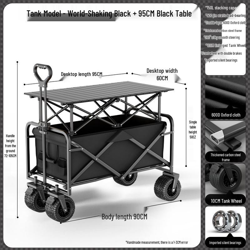 Lightweight Folding Outdoor Camping Cart - Hand-Pulled Trolley for Shopping & Camping