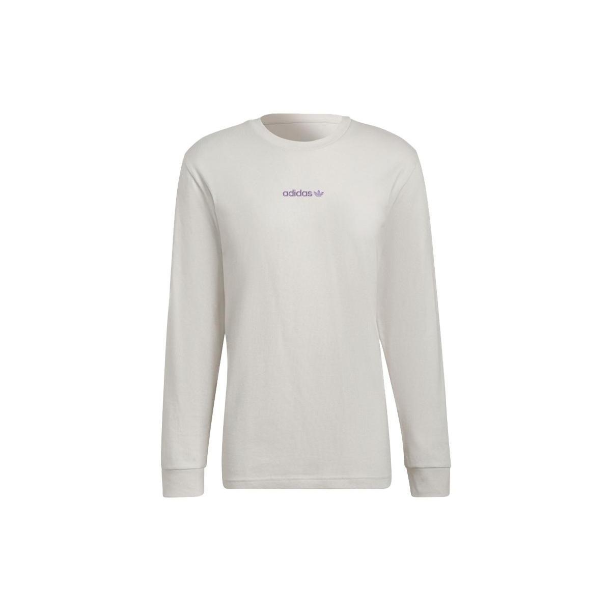adidas Original Long Sleeve Graphic Tee Asia Sizing Beige Men s HN0392 M