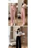 Women's Pink Ice Silk Loose High Waist Wide Leg Pants - Summer & Spring
