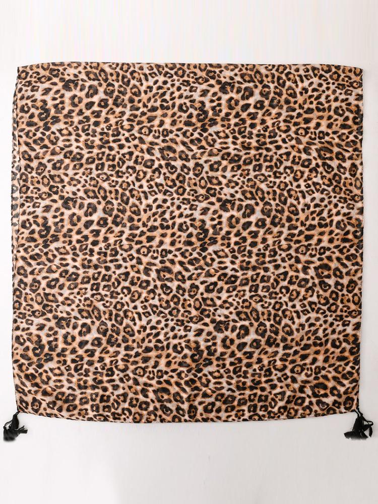Retro Women Silk Scarf Black Leopard Print Bright Silk Wrap Shawls Lady Sunscreen Bandana Hijab Scarve Pareo Headscarf Boho New