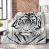 Tiger Print Flannel Throw King of Forest Design All Seasons for Sofa Bed Office Camping Digital Printed Machine Washable