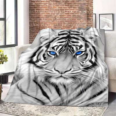 Tiger-Print Flanelldecke König des Waldes Design Ganzjahresdecke für Sofa Bett Büro Camping Digital bedruckt Maschinenwaschbar