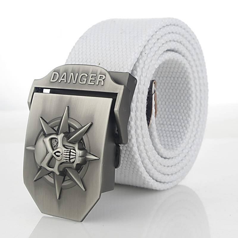 Premium Canvas Belt With Skull Buckle For Men And Women Adjustable 120cm
