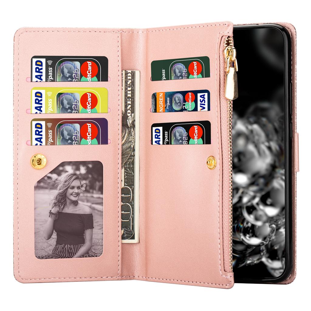 Для Samsung Galaxy A55 5G кожаный чехол-подставка на молнии кошелек блестящий чехол для телефона