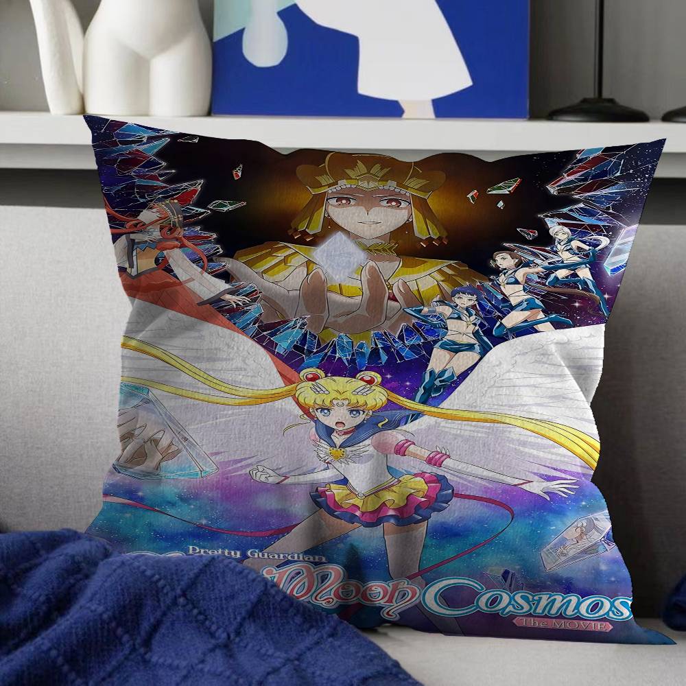 Lovely S-Sailor M-Moon Pillow Covers Cartoon Sofa Decorative Home Double-Sided Printing Short Plush Cute Cushion Cover