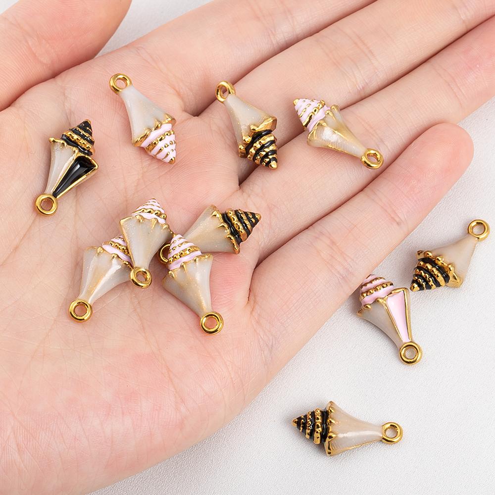 1piece Stainless Steel Pointed Conch Enamel Pendants DIY Summer Style Necklace Jewelry Accessories Clothing Decoration Supplies