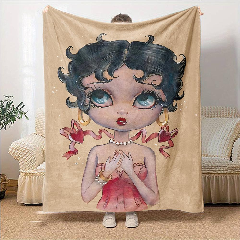 1Pc Betty Boop Dress Blanket For Couch Bed Plush Cozy Fuzzy Blanket Super Soft Warm Blankets For Fall And Winter 09186