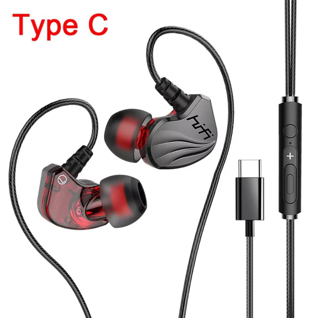 Auriculares con Cable 6D Sonido Envolvente Tipo C 3.5mm Auriculares In-Ear Auriculares Deportivos para Gaming Auriculares Manos Libres para iPhone para Samsung