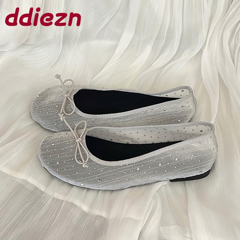 Fashion Fashion Bling Ladies Flats Slip On Shoes New 2025 Female Designer Butterfly-Knot Footwear Shallow Women Ballet Flats Dance Shoes