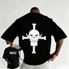 Stylish Black Cotton T-Shirt Featuring One Piece Red Logo and Shanks Jolly Roger Women And Men T-Shirt